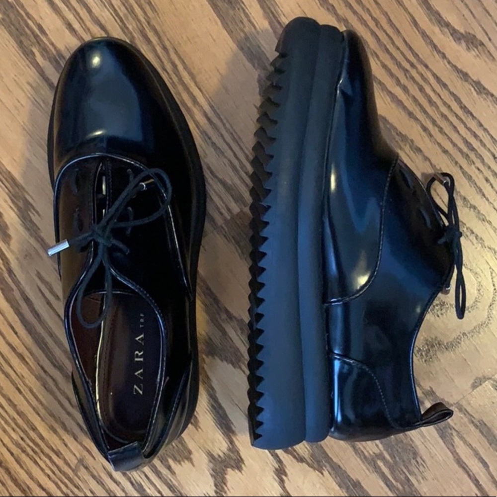 Zara Black Patent Leather Flats